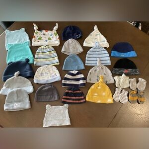 Assorted Lot of Baby Beanie Caps Newborn-6 months